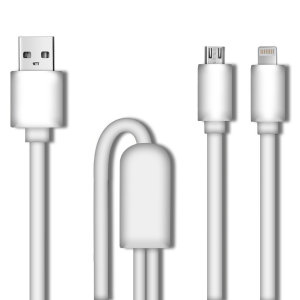 Pama 2-in-1 USB-A to Lightning & Micro USB Charge and Sync Cable - 1.2m