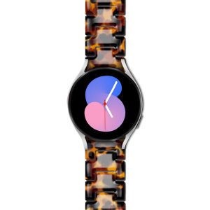 LoveCases Brown Tortoise Shell Resin Links Band - For Samsung Galaxy Watch 4