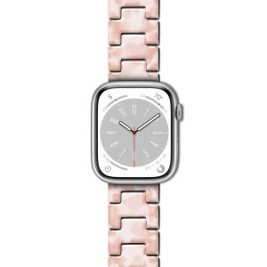 LoveCases Light Pink Tortoise Shell Resin Links Band - For Apple Watch Series 9 45mm