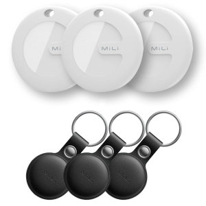 MiLi MiTag iOS GPS Tracker & Black Leather Keyring Case - 3 pack