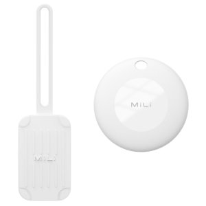 MiLi MiTag Plus iOS GPS Tracker & White Luggage Tag Case