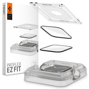 Spigen Twin Pack ProFlex EZ Fit Tempered Glass Screen Protectors - For Apple Watch Series 7 45mm