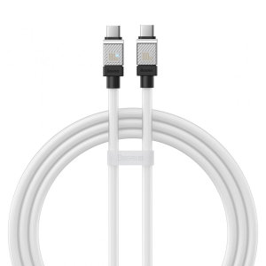 Baseus CoolPlay Double-Wrapped 100W USB-C to USB-C Fast Charge & Sync White Cable - 2m