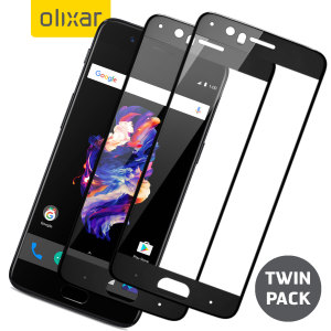 Olixar OnePlus 5 Full Cover Tempered Glass Screen Protector - 2 Pack