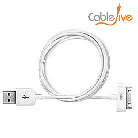 CableJive xlSync Extra Long 2M Cable for Apple 30 Pin Devices - White