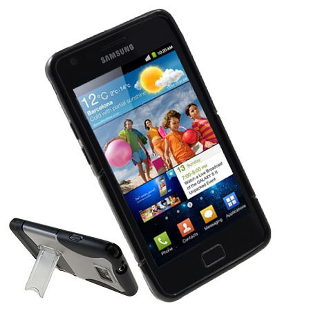 Samsung Galaxy S2 Hard Case With Stand - Black/Clear