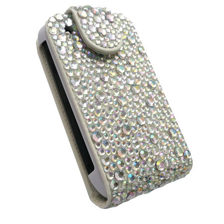 Housse BlackBerry Bold 8520 / 9300 - Diamante Flip Case - Argent