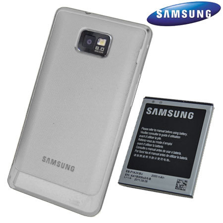 Batterie et cache-batterie officiels Samsung Galaxy S2 - EB-K1A2EWEG - 2 000 mAh - Blanc