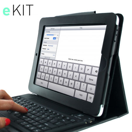 eKit iPad 2 / iPad 3 Folio Deluxe met Bluetooth toetsenbord - zwart