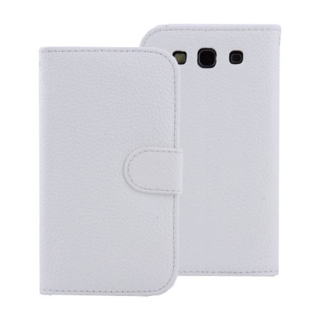 Samsung Galaxy S3 Ledertasche im Brieftaschendesign in Weiß