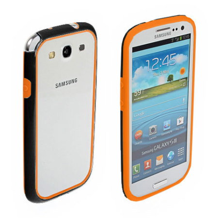 Bumper de goma para Samsung Galaxy S3 - Naranja / Negro