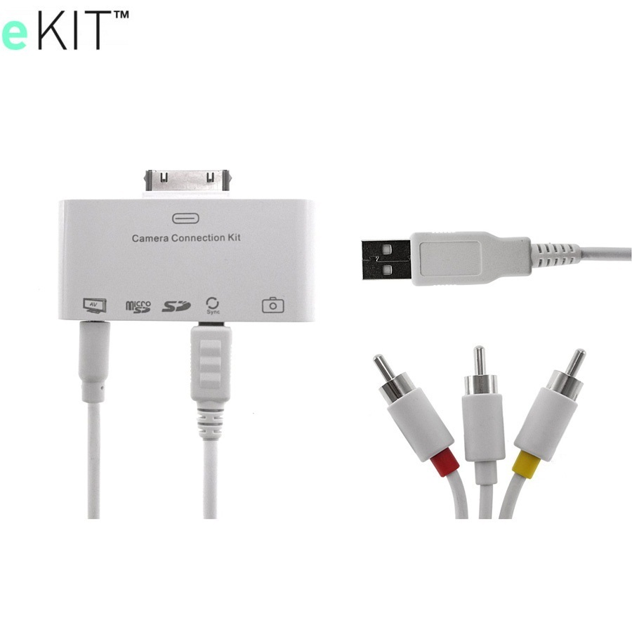Kit de connexion eKit Appareil photo/Télé/Carte mémoire – iPads et iPhone 4S / 4