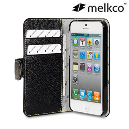 Melkco Premium Leather Wallet Case for iPhone 5S / 5 - Black