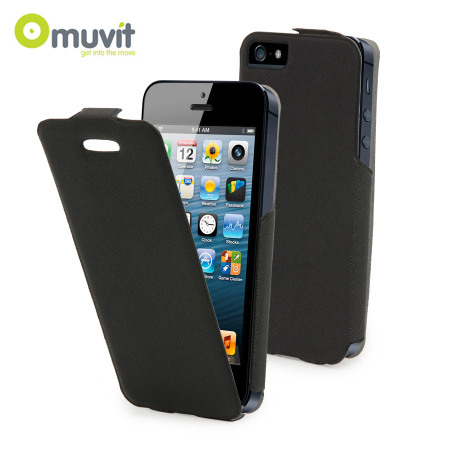 Wasserette bord relais Muvit Ultra Thin Flip Case for iPhone 5S / 5 - Black