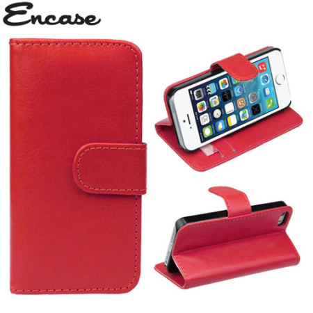 Leather Style Wallet iPhone 5S / 5 Plånboksfodral - Röd
