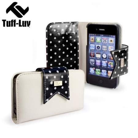 Tuff Luv Polka Hot Case for iPhone 4S / 4 - Black/White