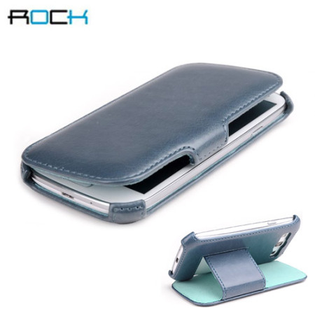 Housse Galaxy S3 Rock Leather Style Flip et Stand - Bleue