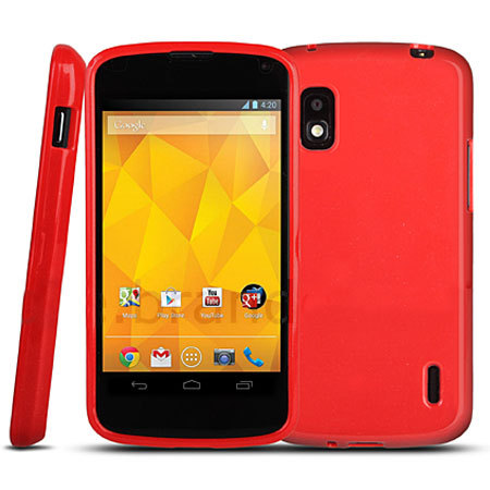Coque en silicone Google Nexus 4 anti-poussière - Rouge