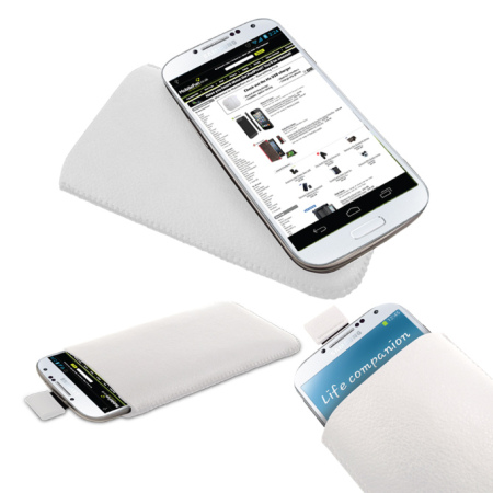 Leather Style Slip Pouch For Samsung Galaxy S4 - White