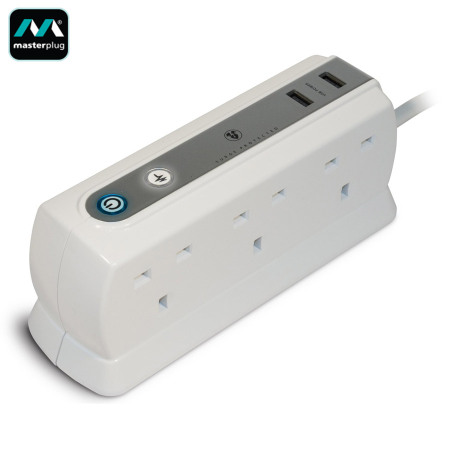 Masterplug srgu 64N-MP 2 M scaricatore di sovratensione 6 Socket Extension Cavo con 2 X USB 