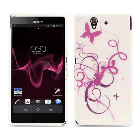 ethisch Miles Vertolking Silicone Case for Sony Xperia Z - Purple Waves and Butterflies