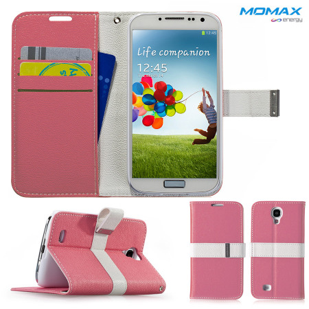 Momax Flip Diary Case Galaxy S4 Tasche in Pink und Weiß