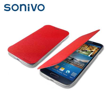 Sonivo Slim Wallet Case with Sensor for Samsung Galaxy S4 - Red