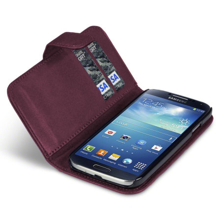 Leather Style Wallet Case for Samsung Galaxy S4 - Purple