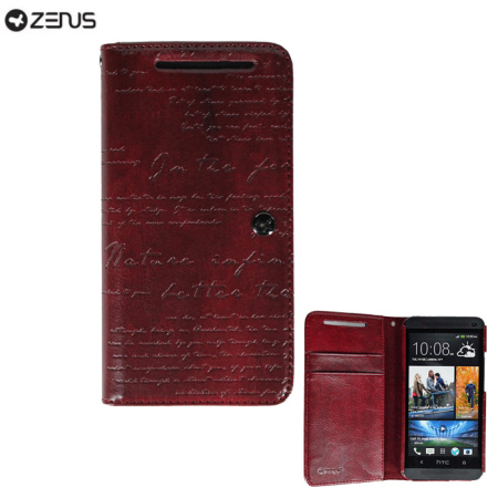 Zenus Prestige HTC One Lettering Diary Series - Wine Red