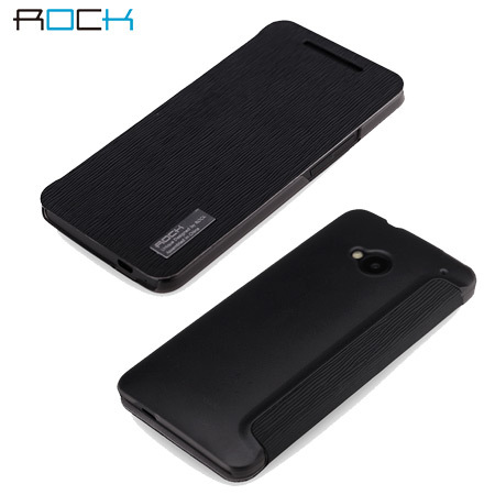 Rock Elegant Side Flip Case For HTC One - Black