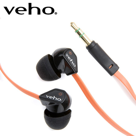 Ecouteurs isolant Veho 360 avec câble Flat Flex anti-nœuds - Orange