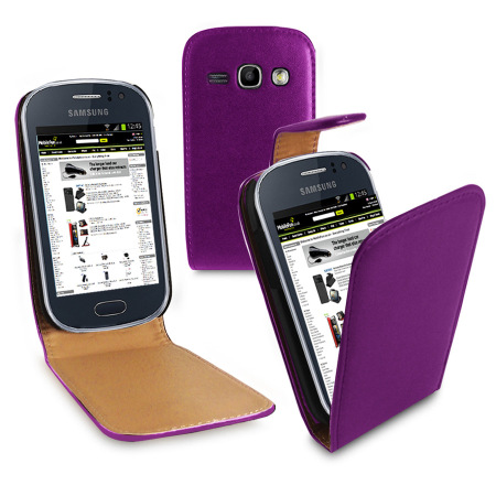 Leather Style Flip Case for Samsung Galaxy Fame- Purple