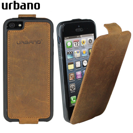 Steken Besmettelijk eend Urbano Genuine Leather Flip Case for iPhone 5S / 5 - Vintage