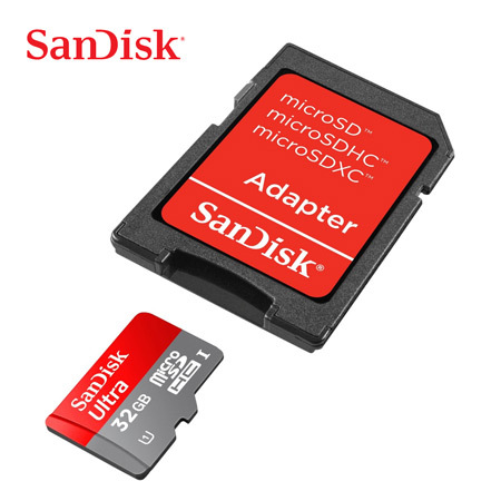 Carte Mémoire SanDisk MicroSDHC + Adaptateur – Class 10 – 32Go