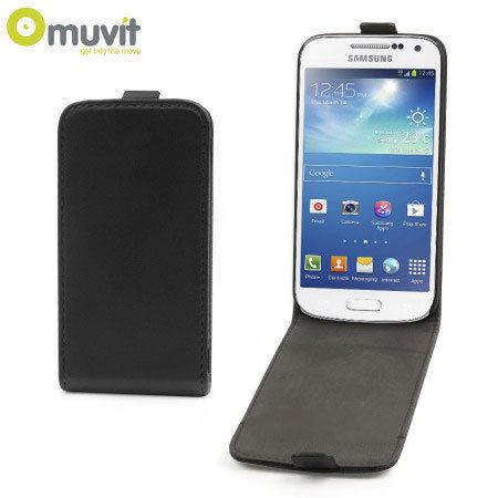 Muvit Slim Leather Style Flip Case voor Samsung Galaxy S4 Mini - Zwart