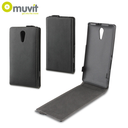 Muvit Slim Leather Style Flip Case for Sony Xperia ZR - Black