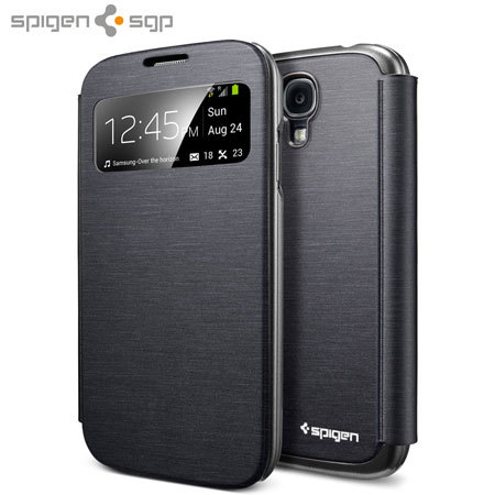Spigen Ultra Flip View Cover for Samsung Galaxy S4 - Metallic Black