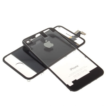 Alexander Graham Bell zonsopkomst Calligrapher iPhone 4S / 4 Transparent Front & Rear Panel Set - Black