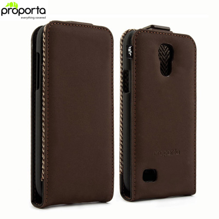 Proporta Leather Style Flip Case for Samsung Galaxy S4 Mini - Brown