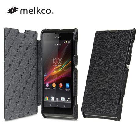 Melkco Premium Leather Flip Case Xperia L - Black - Mobile Fun