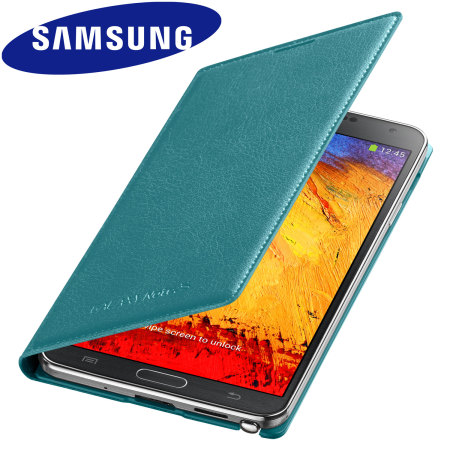 Official Samsung Galaxy Note 3 Flip Wallet Cover - Blue Lime
