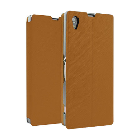 Book Flip and Stand Case for Sony Xperia Z1 - Brown