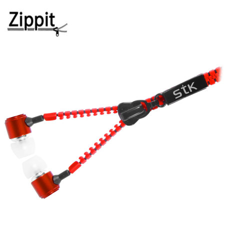 STK Zippit 3.5mm Anti-Knoop Oordopjes and Handsfree Microfoon - Rood