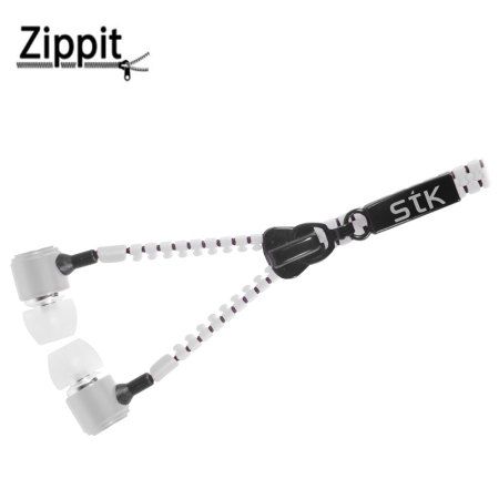 STK Zippit 3.5mm Anti-Tangle Earphones and Hands-free Microphone-White