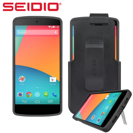 Funda Nexus 5 Seidio SURFACE con soporte y clip de cinturón - Negro
