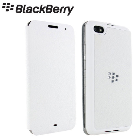 BlackBerry Leather Flip Shell Case for Z30 - White