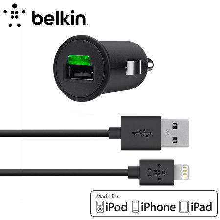 Chargeur allume-cigare Belkin 2.1A + cable Lightning 1,2 Mètres