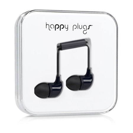 Happy Plugs In-Ear Earphones with Hands-Free Microphone - Black