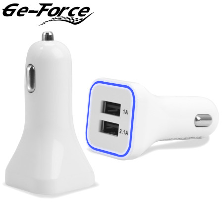 Ge-Force 3.1A Dual USB Universal In-Car Charger 12-24V - White