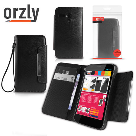 Orzly Leather Style Wallet Case for Moto G - Black